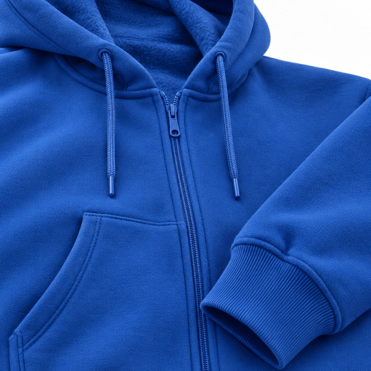 Blue fleece cargo tracksuit - fabric and jacket detail