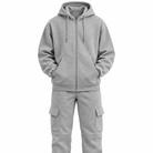 Grey fleece cargo tracksuit - front product view
