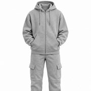 Grey 2-Piece Full Cut Fleece Cargo Tracksuit