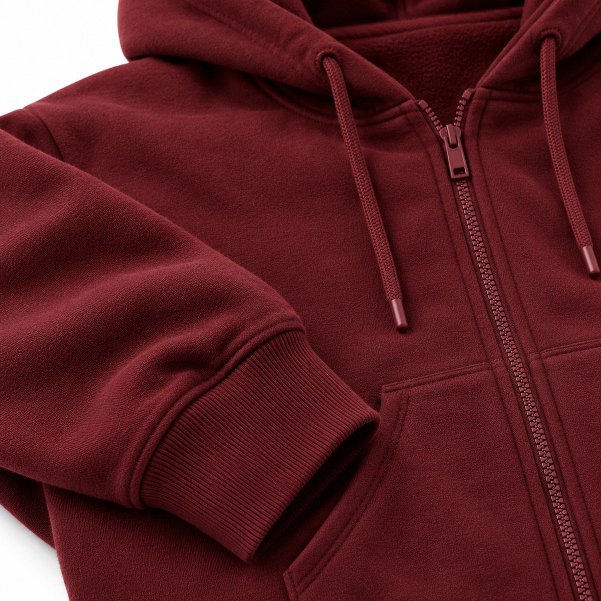 Oxblood fleece cargo tracksuit - fabric and jacket detail