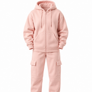 Pink 2-Piece Full Cut Fleece Cargo Tracksuit