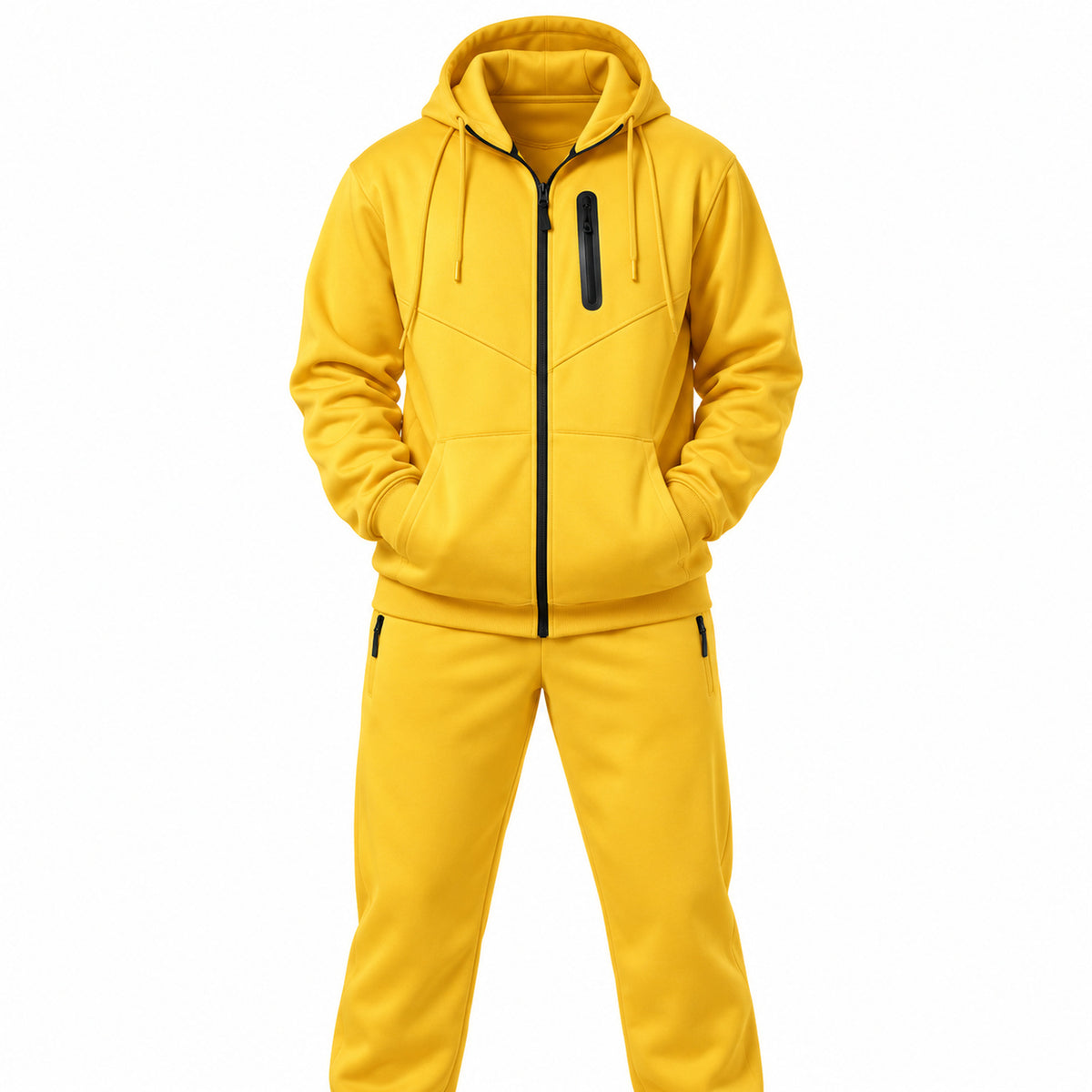 Yellow tech fleece tracksuit - front product view