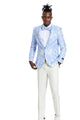Intricate Collection: Men's Slim Fit Paisley Blazer in Sky & Silver