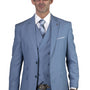 Qualitique Collection: Steel Blue 3PC Modern Fit Suit with Double Breasted Vest