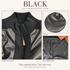 Black Montique quarter-zip sweater, faux-leather pants and flat cap, sold separately