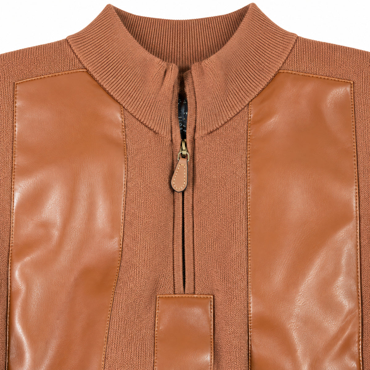 Luggage / Cognac Montique SW-104 Collar and zipper detail
