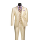 Men’s 3-Piece Satin Look Slim Fit Suit with Fancy Vest - Champagne Beige