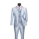 Men’s 3-Piece Satin Look Slim Fit Suit with Fancy Vest - Ice Blue