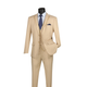 Beige 3-Piece Satin Trimmed Lapel Single Breasted Slim Fit Suit