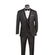 Black 3-Piece Satin Trimmed Lapel Single Breasted Slim Fit Suit