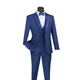 Blue 3-Piece Satin Trimmed Lapel Single Breasted Slim Fit Suit