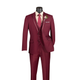 Burgundy 3-Piece Satin Trimmed Lapel Single Breasted Slim Fit Suit
