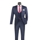 Men’s 3-Piece Slim Fit Glen Plaid Suit with Peak Lapel Vest - Navy