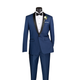 Men’s Slim Fit Blue Tuxedo - Narrow Shawl Collar One Button Formal Suit