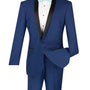 Rowling Collection: Slim Fit Tuxedo with Narrow Shawl Collar In Blue