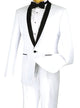 Rowling Collection: White 2 Piece with Black Lapel Single Breasted Slim Fit Tuxedo