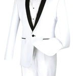 Rowling Collection: White 2 Piece with Black Lapel Single Breasted Slim Fit Tuxedo