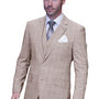 Prestige Peaks Collection: Tan Modern Fit 3PC Plaid Suit With Super 200's Italian Wool