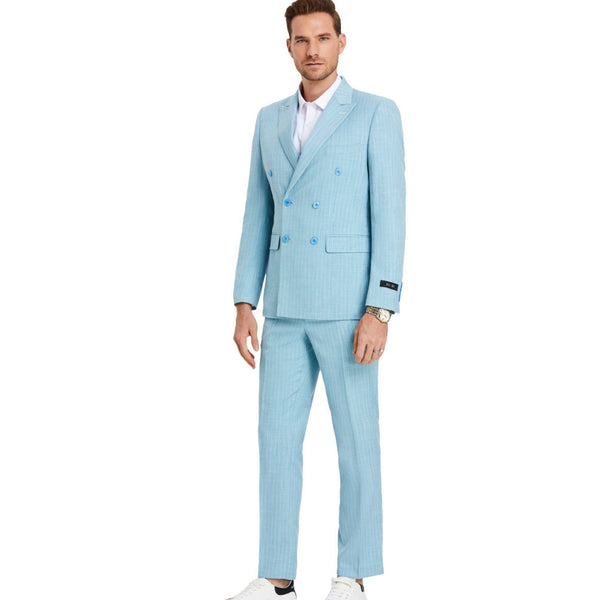 Teal Pinstripe 3-Piece Slim Fit Suit – Suits & More