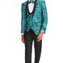 Thoreau Collection: Men's Turquoise 4-Piece Slim Fit Suit with Shawl Collar