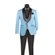 Men’s 3-Piece Jacquard Slim Fit Tuxedo with Vest - Light Blue