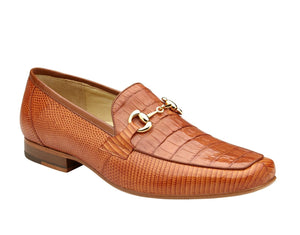 Belvedere Udine Genuine Caiman Crocodile and Lizard Leather Loafer in Antique Brandy