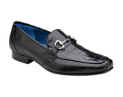 Belvedere Udine Genuine Caiman Crocodile and Lizard Leather Loafer in Black