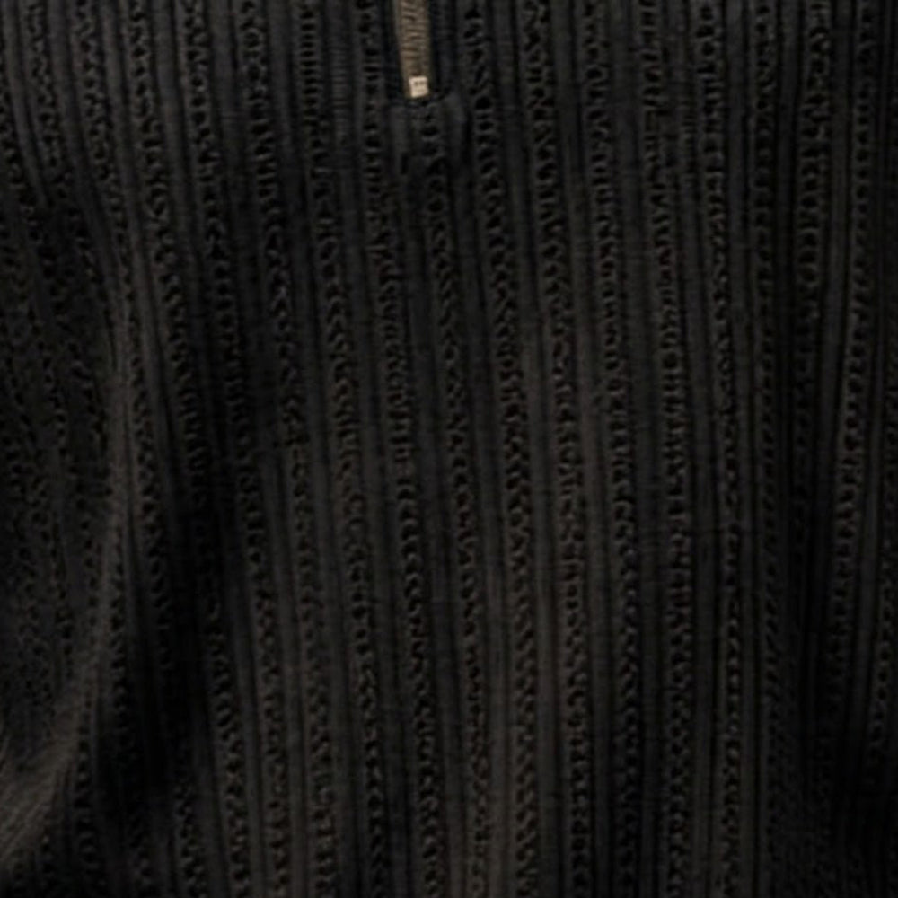 close-up of the black studded knit polo 