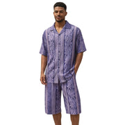 Purple Mesh Print Short Pants Walking Suit Set by Stacy Adams