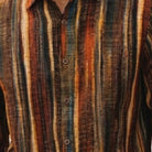 brown linen print long sleeve shirt fabric detail