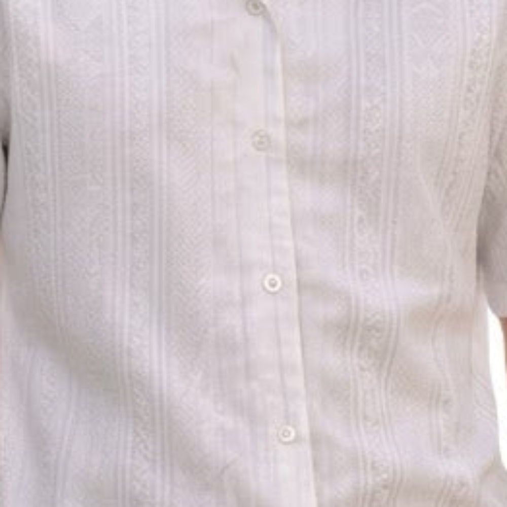 white poly jacquard 2-piece walking suit set by Stacy Adams fabric details