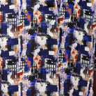 purple linen print short sleeve shirt fabric detail