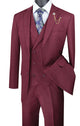 ElegantEcho Collection: Burgundy 3 Piece Glen Plaid Single Breasted Regular Fit Suit
