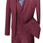 ElegantEcho Collection: Burgundy 3 Piece Glen Plaid Single Breasted Regular Fit Suit