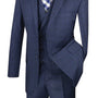 ElegantEcho Collection: Navy 3 Piece Glen Plaid Single Breasted Regular Fit Suit