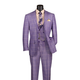 Men’s Classic Fit Glen Plaid 3 Piece Suit with Adjustable Waistband - Light Purple