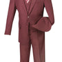 Urbano Collection: Maroon 3 Piece Solid Color Single Breasted Regular Fit Suit