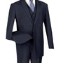 Urbano Collection: Navy 3 Piece Solid Color Single Breasted Regular Fit Suit