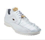 Belvedere Vasco Genuine Hornback Caiman & Italian Calf Sneakers in White