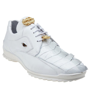 Belvedere Vasco Genuine Hornback Caiman & Italian Calf Sneakers in White