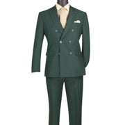 Shapley Collection: Hunter Green 2-Piece Slim Fit Double Breasted Suit in Luxurious Stretch Fabric