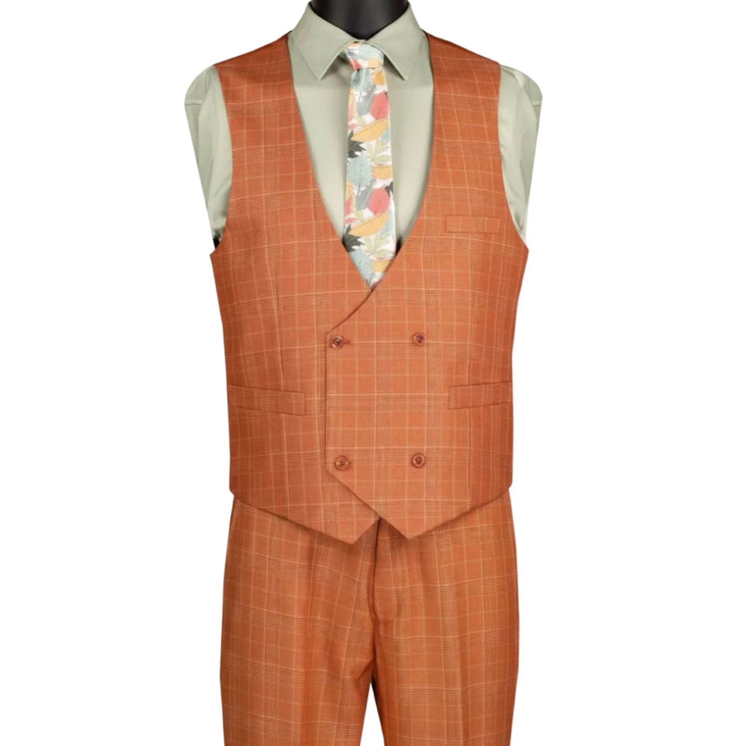 Men's Rust Glen Plaid 3 Piece Classic Fit Suit – Suits & More