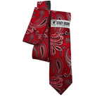 Stacy Adams Red and White Paisley Tie and matching Pocket Square Set front view.