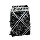 Folded Stacy Adams black and white pocket square detail showing the coordinated Gridlock pattern.