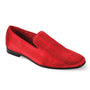 Satin Elegance Collection : Red Crystal Studded Satin Fabric Plain Toe Smoker Slip-On
