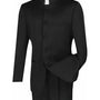 Gentry Glam Collection: 5-Button Banded-Collar Suit in Black