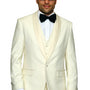 Trendito Collection: Off-White 3PC Shawl Lapel Tuxedo 100% Wool Tailored Fit