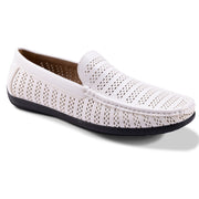 Montique Men's White Perforated Driving Shoes S22