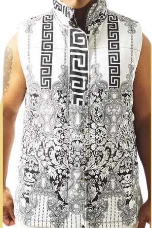 Men's White Fancy Puffer Vest