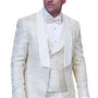 Bronte Bliss Collection: 3PC Modern Fit Tuxedo With Satin Pants And Side Seam In Off White